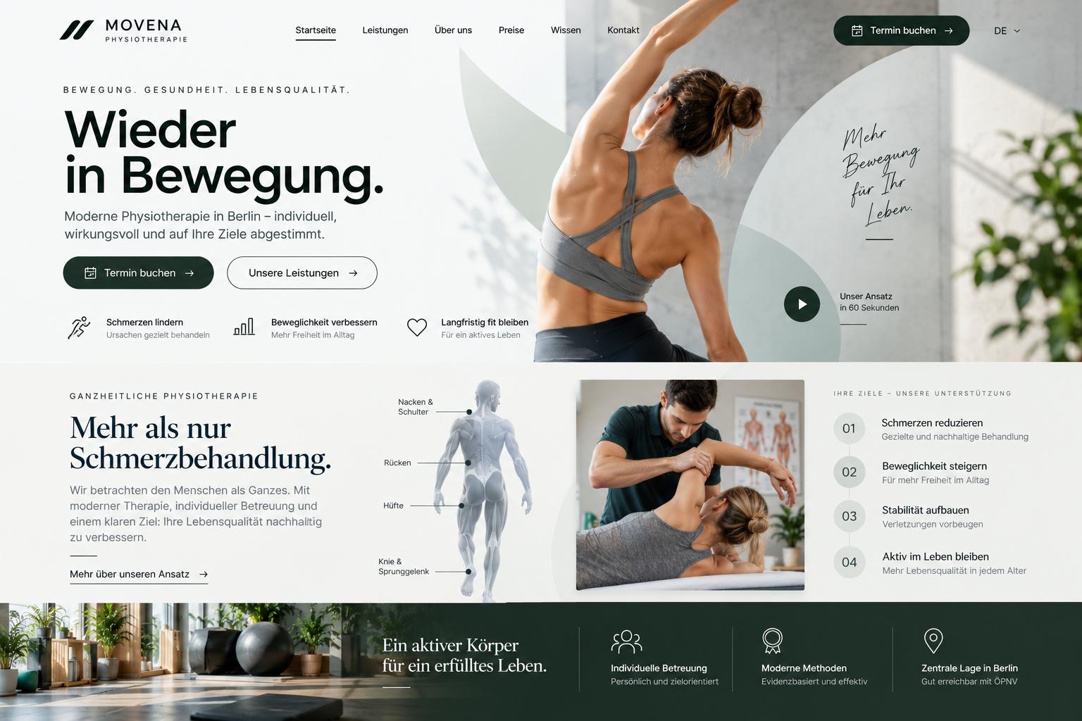 Physiotherapy clinic – homepage on desktop