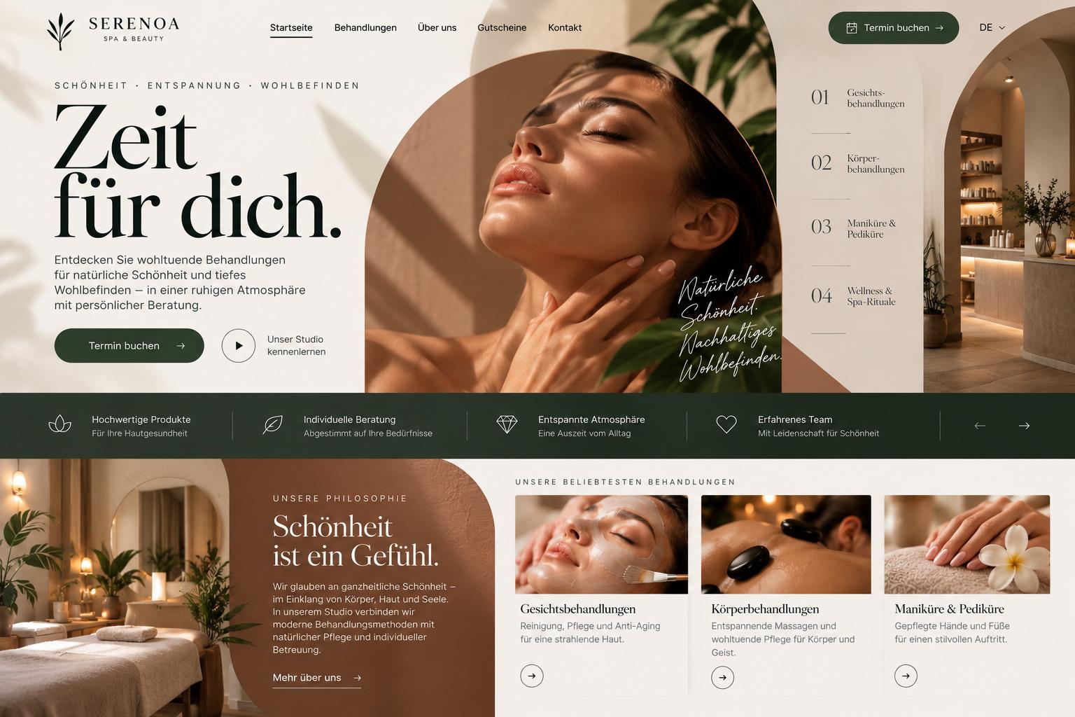 Spa – homepage on desktop